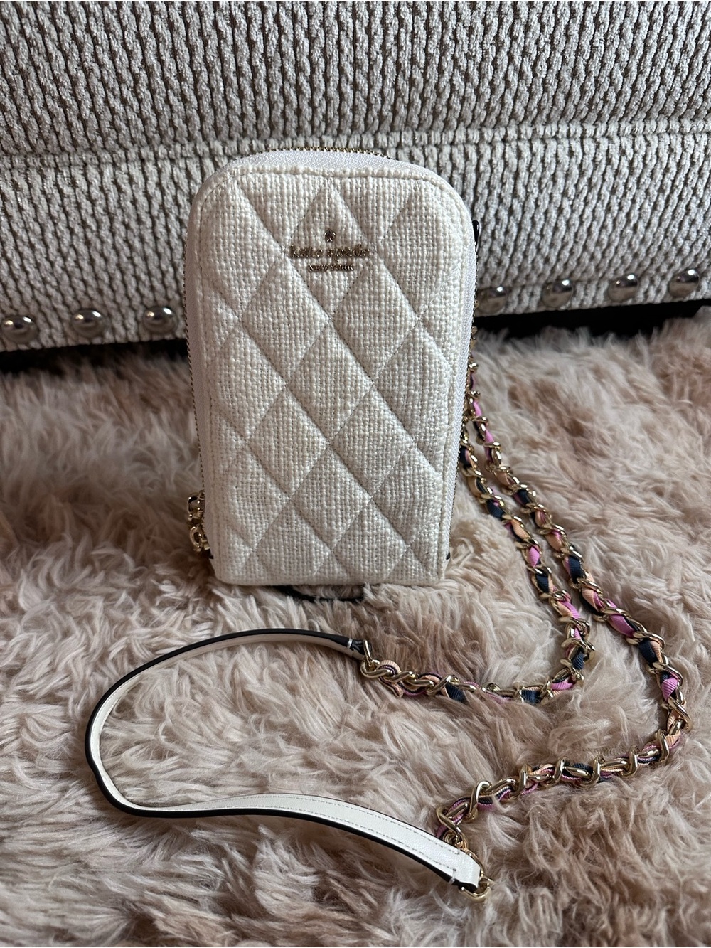 EUC Kate Spade Quilted Crossbody Phone Bag - Cream